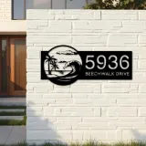 Custom Metal Waves palm tree Metal Address Sign, House number, Outdoor Number Signage, Yard Sign Address Plate