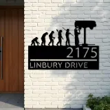 Custom Metal Mechanic evolution handyman Metal Address Sign, House number, Outdoor Number Signage, Yard Sign Address Plate