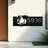 Custom Metal Beach Palm tree Metal Address Sign, House number, Outdoor Number Signage, Yard Sign Address Plate
