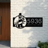Custom Metal Floral lighthouse Metal Address Sign, House number, Outdoor Number Signage, Yard Sign Address Plate