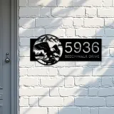 Custom Metal Eagle on Tree Branch in Mountains Metal Address Sign, House number, Outdoor Number Signage, Yard Sign Address Plate