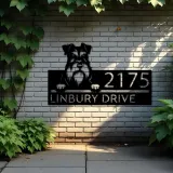Custom Metal Miniature Schnauzer dog Puppy Metal Address Sign House number Hanging Address Plaque Yard Sign Outdoor decor