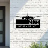 Custom Metal Airplane Aircraft pilot Metal Address Sign, House number, Outdoor Number Signage, Yard Sign Address Plate