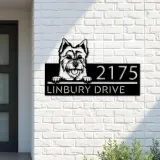 Custom Metal Australian terrier dog Puppy Metal Address Sign House number Hanging Address Plaque Yard Sign Outdoor decor