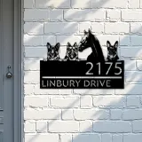 Custom Metal German shepherd Dogs and horse Metal Address Sign House number Hanging Address Plaque Yard Sign Outdoor decor