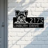 Custom Metal Yorkshire Dog Cute puppy Metal Address Sign House number Hanging Address Plaque Yard Sign Outdoor decor