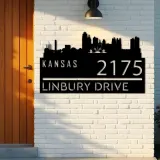 Custom Metal Kansas city skyline Metal Address Sign Hanging Address Plaque house number Yard Outdoor Sign