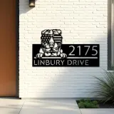 Custom Metal Sharpei dog US flag glasses Metal Address Sign House number Hanging Address Plaque Yard Sign Outdoor decor