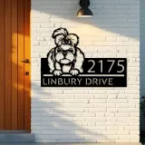 Custom Metal Shih Tzu dog Puppy Metal Address Sign House number Hanging Address Plaque Yard Sign Outdoor decor