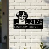 Custom Metal Great swiss mountain dog Puppy Metal Address Sign House number Hanging Address Plaque Yard Sign Outdoor decor