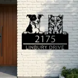 Custom Metal Red heeler and Jack russel terrier Metal Address Sign, House number, Outdoor Number Signage, Yard Sign Address Plate
