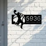Custom Metal Basketball player Sport Metal Address Sign, House number, Outdoor Number Signage, Yard Sign Address Plate