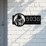 Custom Metal Astronaut Spaceman Metal Address Sign Custom House number Hanging Address Plaque Yard Sign Outdoor