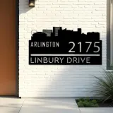 Custom Metal Arlington city skyline Metal Address Sign Hanging Address Plaque house number Yard Outdoor Sign