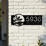 Custom Metal Northern cardinal bird Metal Address Sign, House number, Outdoor Number Signage, Yard Sign Address Plate