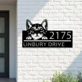 Custom Metal Cute peeking cat kitten pet Metal Address Sign, House number, Outdoor Number Signage, Yard Sign Address Plate