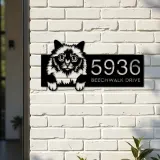 Custom Metal Holy Burma Cute peeking cat kitten Metal Address Sign, House number, Outdoor Number Signage, Yard Sign Address Plate