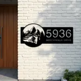 Custom Metal Mountain bike biker MTB Metal Address Sign, House number, Outdoor Number Signage, Yard Sign Address Plate