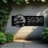 Custom Metal Northern cardinal bird Metal Address Sign, House number, Outdoor Number Signage, Yard Sign Address Plate