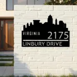 Custom Metal Virginia city skyline Metal Address Sign Hanging Address Plaque house number Yard Outdoor Sign
