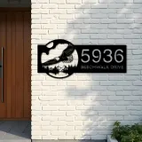 Custom Metal Eagle flying mountain forest scene Metal Address Sign, House number, Outdoor Number Signage, Yard Sign Address Plate