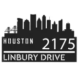 Custom Metal Houston city skyline Metal Address Sign Hanging Address Plaque house number Yard Outdoor Sign