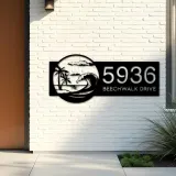 Custom Metal Waves palm tree Metal Address Sign, House number, Outdoor Number Signage, Yard Sign Address Plate
