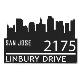Custom Metal San Jose city skyline Metal Address Sign Hanging Address Plaque house number Yard Outdoor Sign