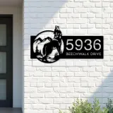 Custom Metal Wolf Mountain scene wild life Metal Address Sign, House number, Outdoor Number Signage, Yard Sign Address Plate