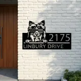 Custom Metal Shetland Sheepdog US flag glasses Metal Address Sign House number Hanging Address Plaque Yard Sign Outdoor decor