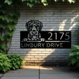 Custom Metal Airdale Terrier dog cute puppy Metal Address Sign House number Hanging Address Plaque Yard Sign Outdoor decor