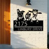 Custom Metal German shepherd chicken and goat Metal Address Sign, House number, Outdoor Number Signage, Yard Sign Address Plate