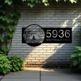 Custom Metal Island sea scene coconut tree Metal Address Sign, House number, Outdoor Number Signage, Yard Sign Address Plate