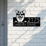 Custom Metal Corgi dog Puppy Metal Address Sign House number Hanging Address Plaque Yard Sign Outdoor decor