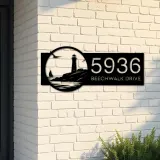 Custom Metal Lighthouse Metal Address Sign, House number, Outdoor Number Signage, Yard Sign Address Plate001