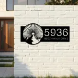 Custom Metal Mountain scene Metal Address Sign, House number, Outdoor Number Signage, Yard Sign Address Plate001