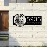 Custom Metal Floral trumpet musician Metal Address Sign, House number, Outdoor Number Signage, Yard Sign Address Plate