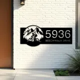 Custom Metal Mountain biker Bicycle rider MTB Metal Address Sign, House number, Outdoor Number Signage, Yard Sign Address Plate