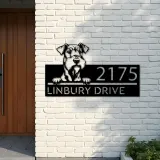 Custom Metal Airedale terrier dog Puppy Metal Address Sign House number Hanging Address Plaque Yard Sign Outdoor decor