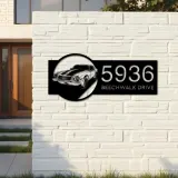 Custom Metal Sport car Metal Address Sign Custom House number Hanging Address Plaque Yard Sign Outdoor
