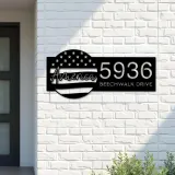 Custom Metal America US flag 4th of July Metal Address Sign House number Hanging Address Plaque Yard Sign Outdoor decor