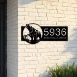 Custom Metal Grizzly bear Metal Address Sign, House number, Outdoor Number Signage, Yard Sign Address Plate002