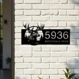 Custom Metal Deer elk forest wildlife Metal Address Sign Custom House Number Hanging Address Plaque Yard Sign Outdoor Sign