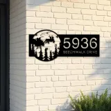 Custom Metal Santa Claus flying on sleigh Christmas Metal Address Sign, House number, Outdoor Number Signage, Yard Sign Address Plate