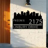 Custom Metal Phoenix city skyline Metal Address Sign Hanging Address Plaque house number Yard Outdoor Sign