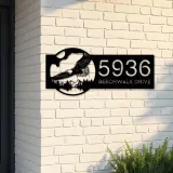 Custom Metal Eagle flying mountain forest scene Metal Address Sign, House number, Outdoor Number Signage, Yard Sign Address Plate