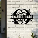 Custom Metal Floral Monogram Split Letter O Metal Address Sign House number Hanging Address Plaque Yard Sign Outdoor decor