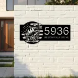 Custom Metal Plumber handyman Metal Address Sign House number Hanging Address Plaque Yard Sign Outdoor