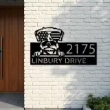Custom Metal Schnauzer dog US flag glasses Metal Address Sign House number Hanging Address Plaque Yard Sign Outdoor decor