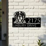 Custom Metal Saint Bernard Dog Cute puppy Metal Address Sign House number Hanging Address Plaque Yard Sign Outdoor decor